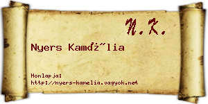 Nyers Kamélia névjegykártya